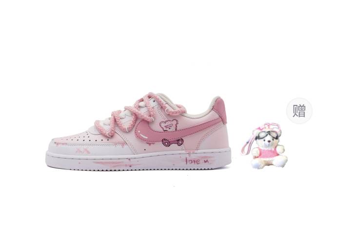 Nike Nike Court Vision Abrasion Resistant Low top Skateboard Shoes Unisex Pink White