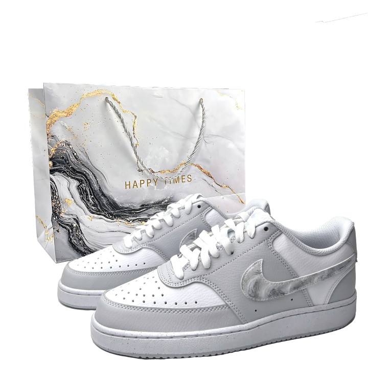 Nike Nike Court Vision Gray Cement Comfortable Height Increasing Low top Skateboard Shoes Men's Light Gray
