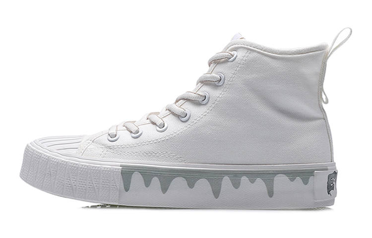 Li-Ning Li Ning Slip Resistant, Abrasion Resistant, Lightweight High top Canvas Shoes Women's White Yellow