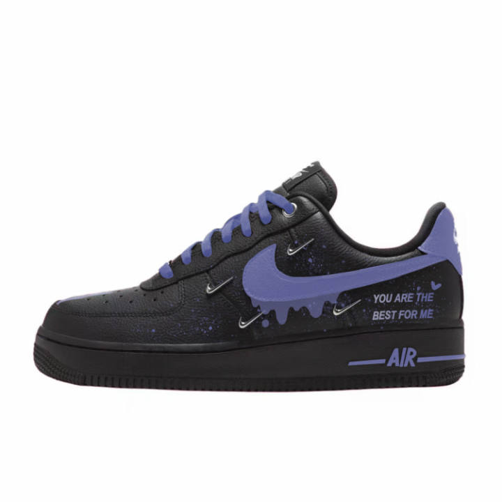 Nike Nike Air Force 1 Abrasion Resistant Low top Skateboard Shoes Women's Black Purple