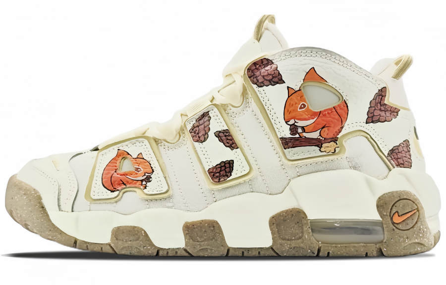 Nike Nike Air More Uptempo Mid top Vintage Basketball Shoes Women's Orange Brown White