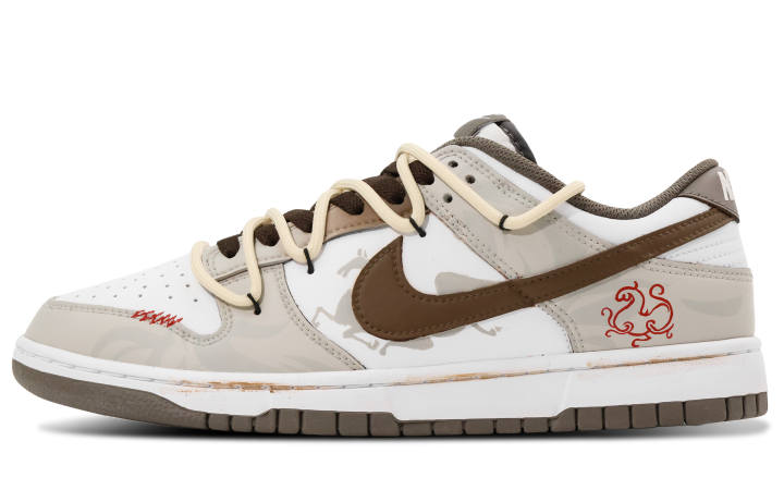 Nike Nike Dunk Leather Cushioning Abrasion Resistant Cushioning, Wear Resistant Low top Skateboard Shoes Men's Ecru