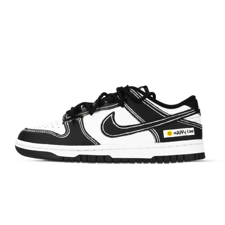 Nike Nike Dunk Panda, Happy Moments Leather Abrasion Resistant Low top Skateboard Shoes Unisex Black White