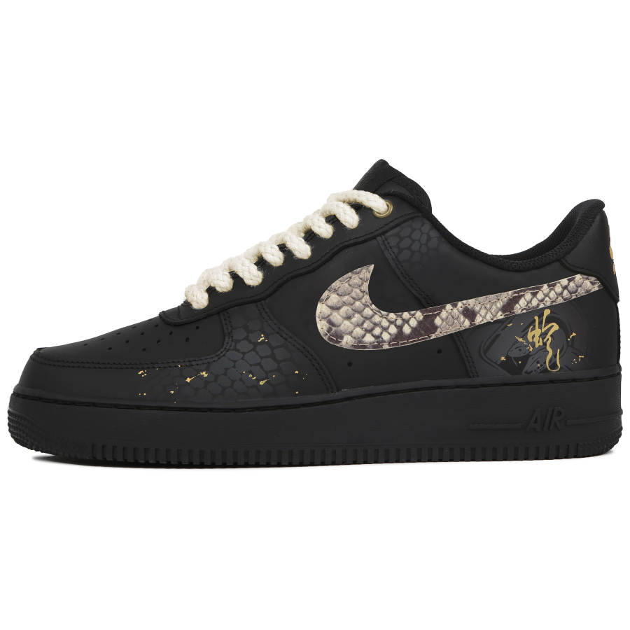 Nike Nike Air Force 1 CNY New Year Of The Snake Abrasion Resistant Low top Skateboard Shoes Unisex Black