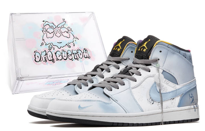 Jordan Jordan Air Jordan 1 Da Vinci Custom, Box, 'Orchid Pavilion Preface' Cushioning Slip Resistant Cushioning Slip Resistant
