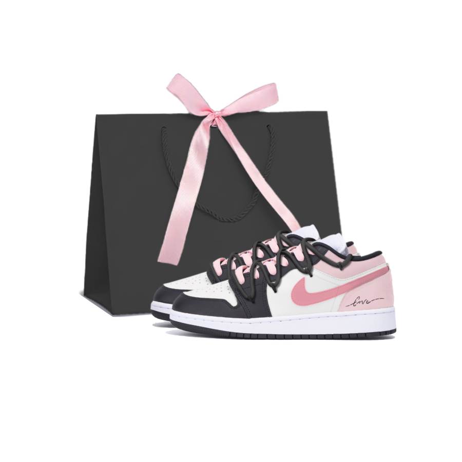 Jordan Jordan Air Jordan 1 LOW Cherry Blossom Cushioning, Wear Resistant Low top Skateboard Shoes GS Black White Pink