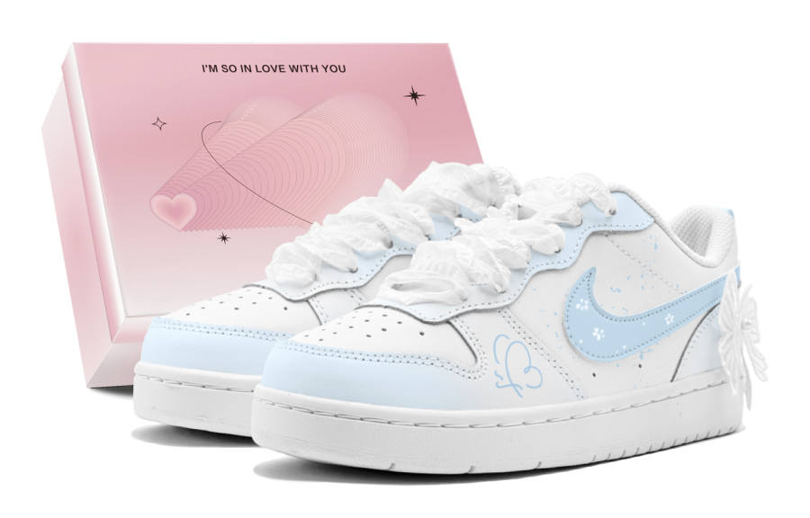 Nike Nike Court Borough Couple's, Romantic Favor, Dream Blue Butterfly Dance, Silk Shoelace Abrasion Resistant