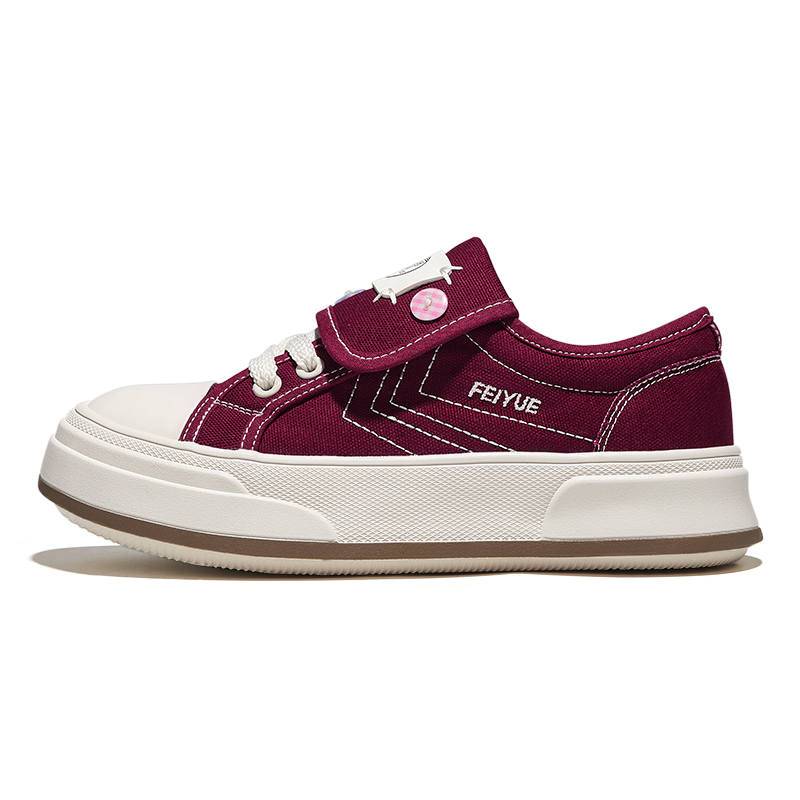 FEIYUE Abrasion-Resistant Breathable Abrasion-Resistant Breathable Low-top Canvas Shoes Women's Burgundy