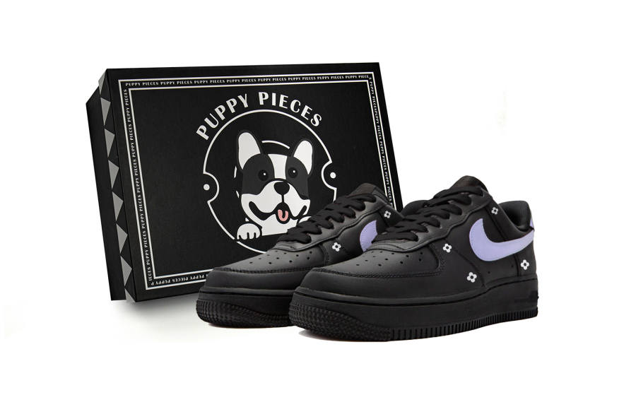 Nike Nike Air Force 1 Puppy Fragment, Special Shoe Box Low top Skateboard Shoes Women's Black