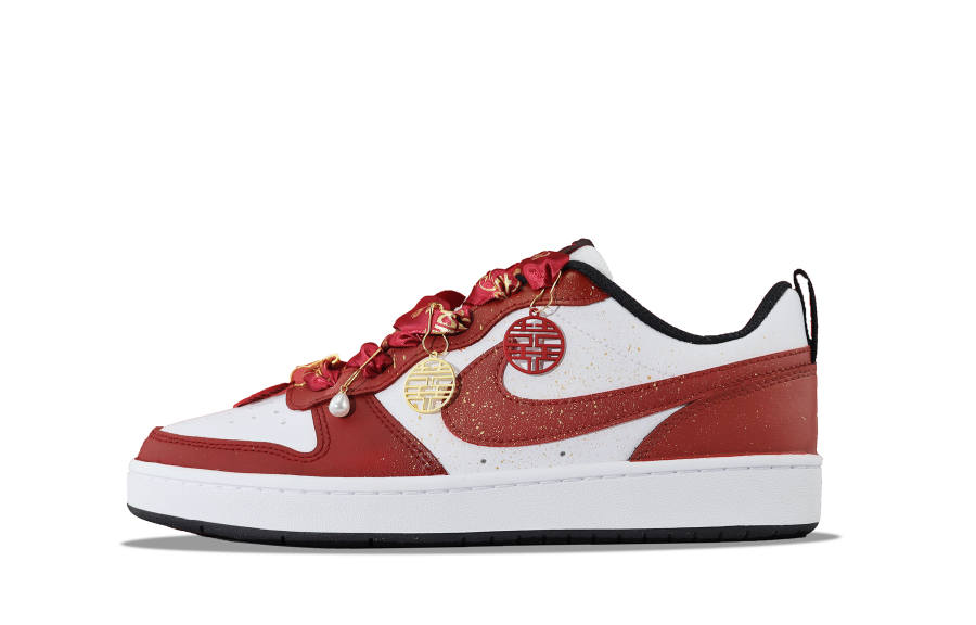 Nike Nike Court Borough 2 Slip Resistant Abrasion Resistant Low top Skateboard Shoes GS Gold Red