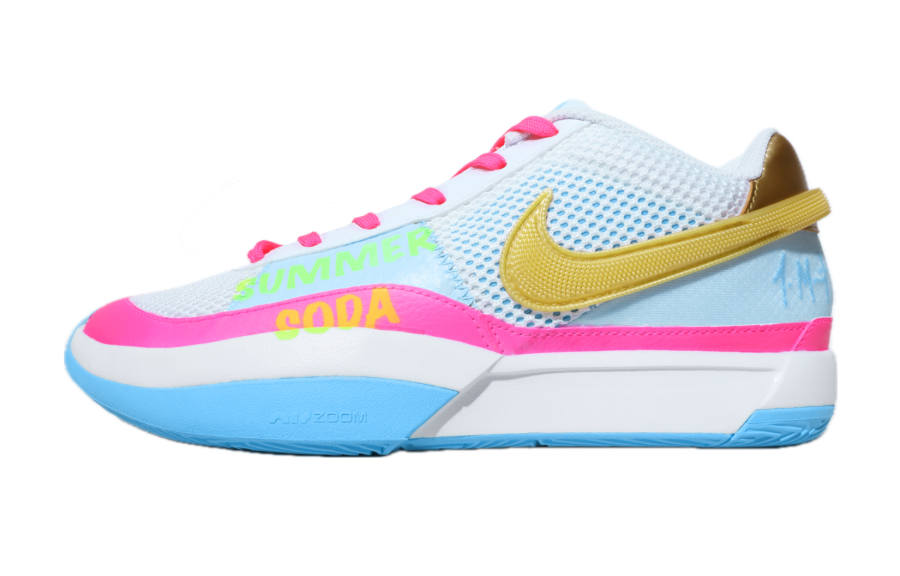 Nike Nike Ja 1 Cushioning Slip Resistant Abrasion Resistant Lightweight Low top Basketball Shoes Unisex Blue Pink