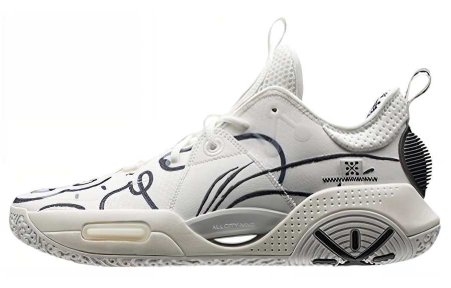 Li-Ning DFT x Li Ning All City 9 V1.5 Abrasion Resistant Breathable Low top Basketball Shoes Men's Beige White Black
