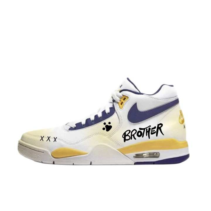 Nike Nike Flight Legacy Mid top Vintage Basketball Shoes Men's White Yellow Blue