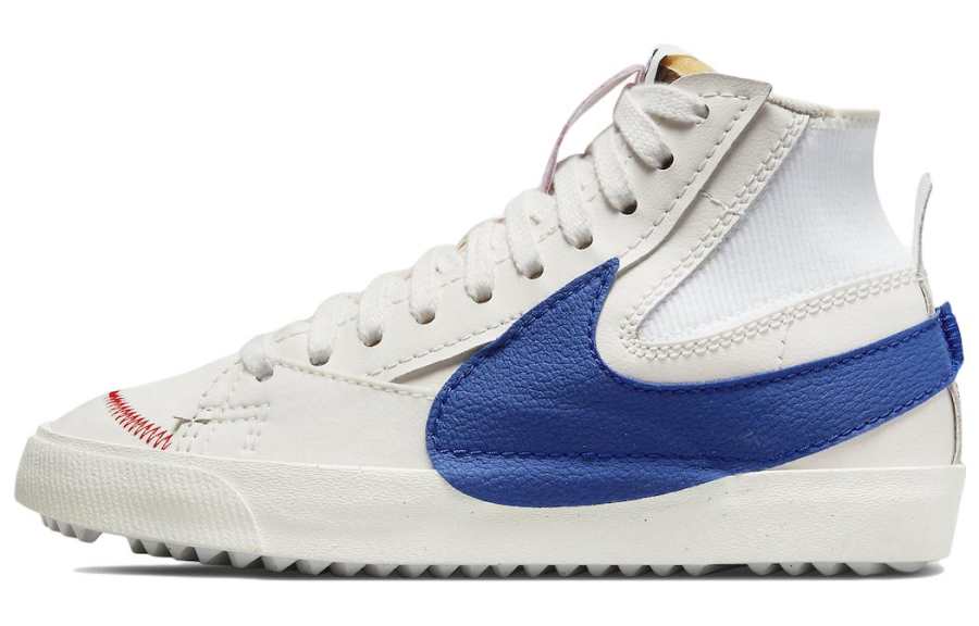 Nike Nike Blazer 77 Jumbo Leather Casual Abrasion Resistant Lightweight Mid top Skateboard Shoes Men's Beige White Blue