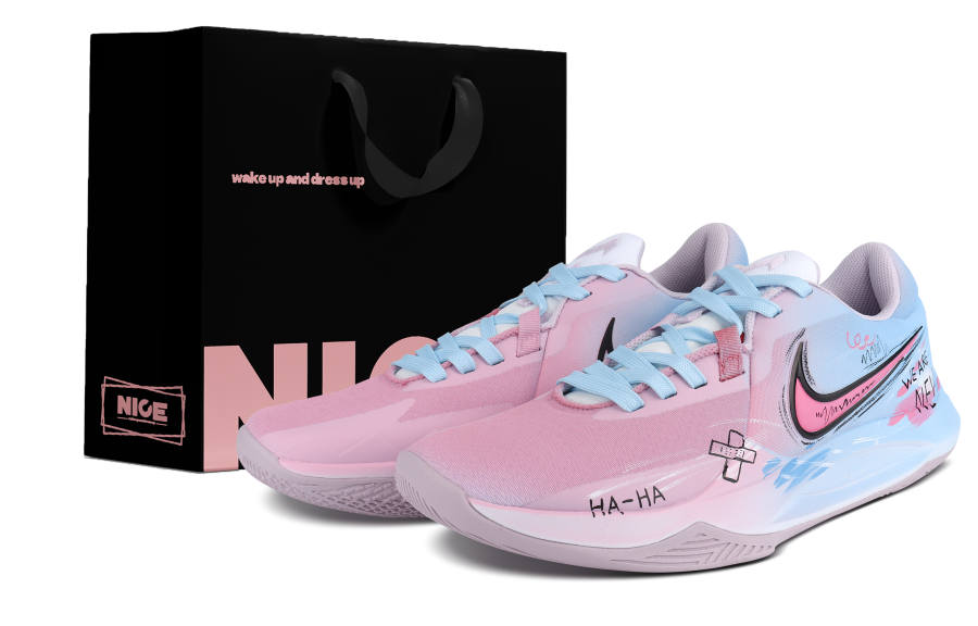 Nike Nike Precision 6 Wear resistant And Lightweight Low top Basketball Shoes Men's Blue Pink