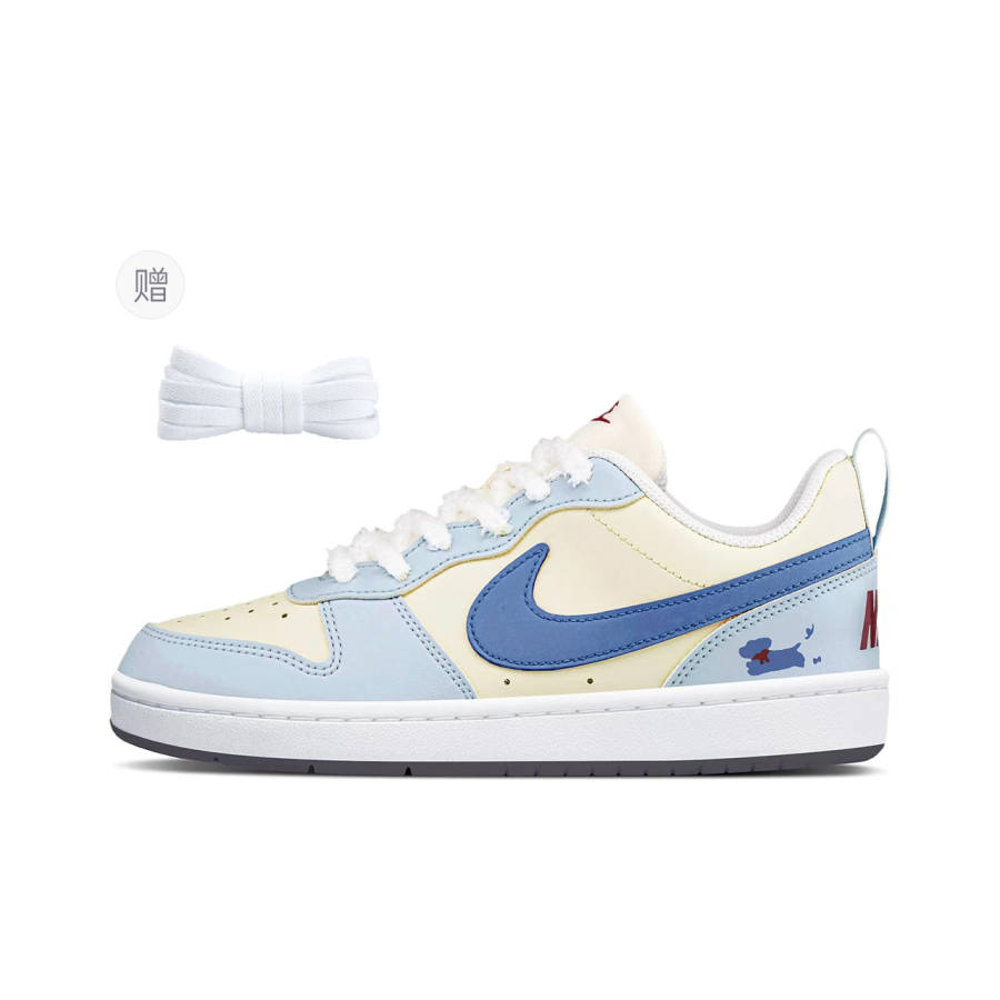 Nike Nike Court Borough Synthetic Leather Abrasion Resistant Low top Skateboard Shoes Women's Blue Yellow