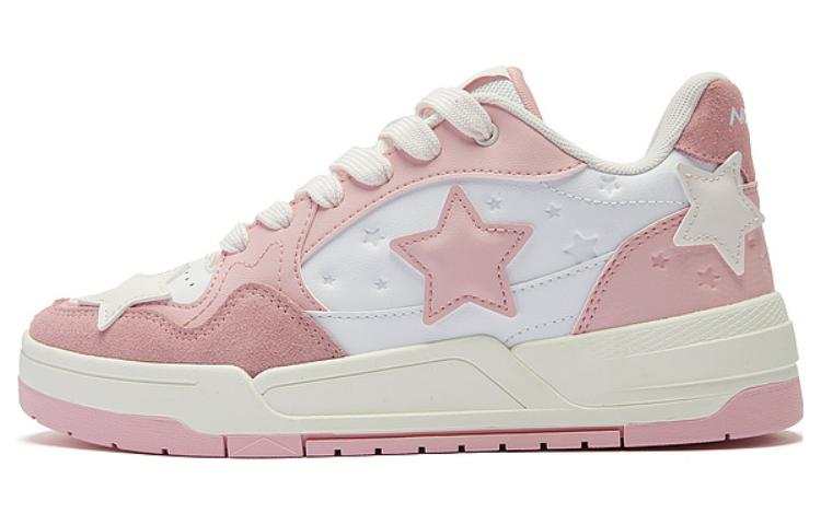 QIAODAN Stars Shoe Collection Abrasion Resistant Lightweight Slip Resistant Low top Skateboard Shoes Women's White Pink