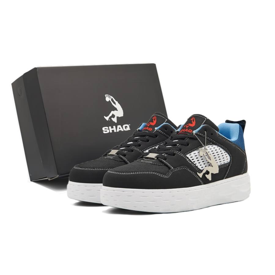SHAQ Abrasion Resistant Height Increasing Low top Skateboard Shoes Unisex Black White Blue