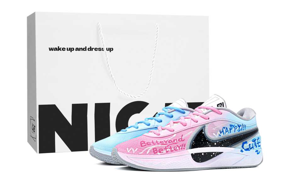 Nike Nike Giannis Freak 6 Super Player Lightweight Anti Slip Low top Basketball Shoes Men's Blue Pink