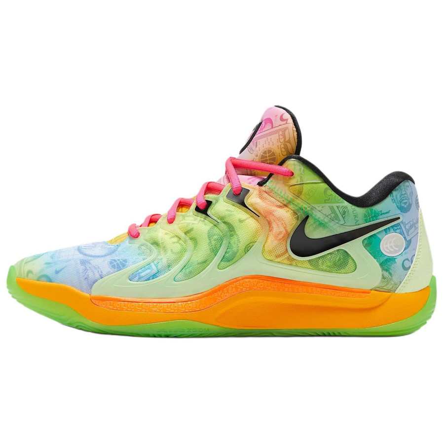 Nike Nike KD 17 Slip Resistant Abrasion Resistant Low top Basketball Shoes Men's Yellow Green