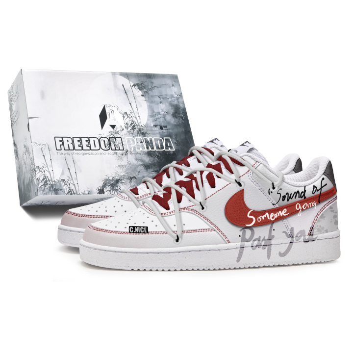 Nike Nike Court Vision 1 Slip Resistant Abrasion Resistant Low top Skateboard Shoes Men's Red White