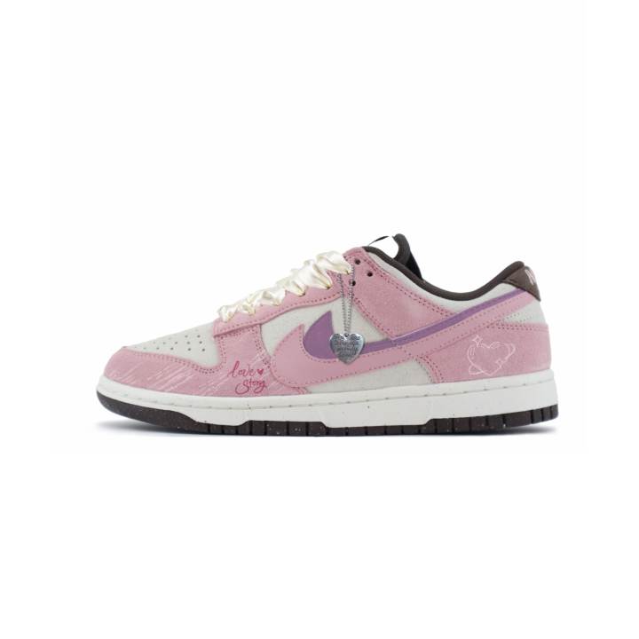 Nike Nike Dunk Slip Resistant Abrasion Resistant Low top Skateboard Shoes Women's White Pink