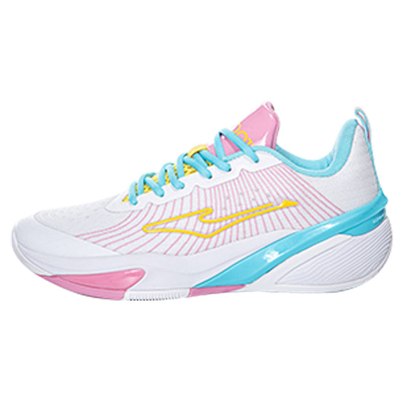 Erke Cushioning Breathable Low top Basketball Shoes Men's White Pink Blue