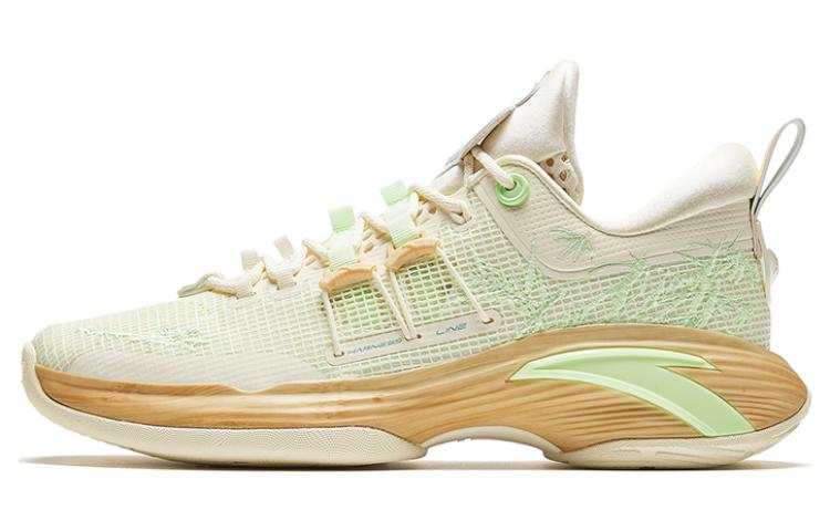 Anta Rising Bamboo Comfortable Cushioning Slip Resistant Abrasion Resistant Low top Basketball Shoes Men's Green Brown