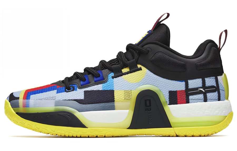 Anta Bastard Cushioning Slip Resistant Abrasion Resistant Low top Basketball Shoes Men's Black Yellow
