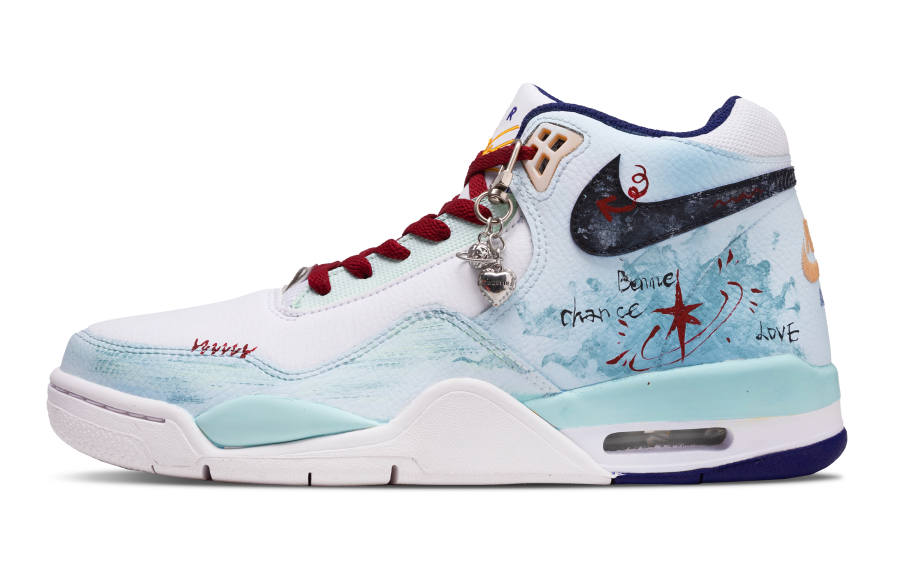 Nike Nike Flight Legacy Rain Infused Flower Dawn Mid top Vintage Basketball Shoes Men's Blue Green