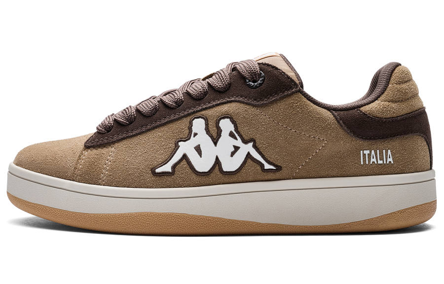 Kappa Puffy Shoes Back to Back Slip Resistant Abrasion Resistant Low top Skateboard Shoes Unisex Brown