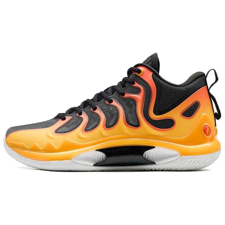 XTEP Slip Resistant Abrasion Resistant Slip Resistant Abrasion Resistant Mid top Basketball Shoes Men's Orange Black
