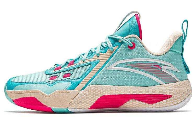 Anta Speed Battle 5 Comfortable Round Toe Cushioning, Wear Resistant Mid top Basketball Shoes Men's Blue