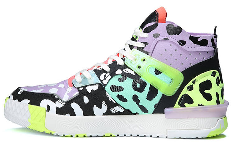 PEAK Taichi Slip Resistant Abrasion Resistant High top Vintage Basketball Shoes Men's Black Purple Green