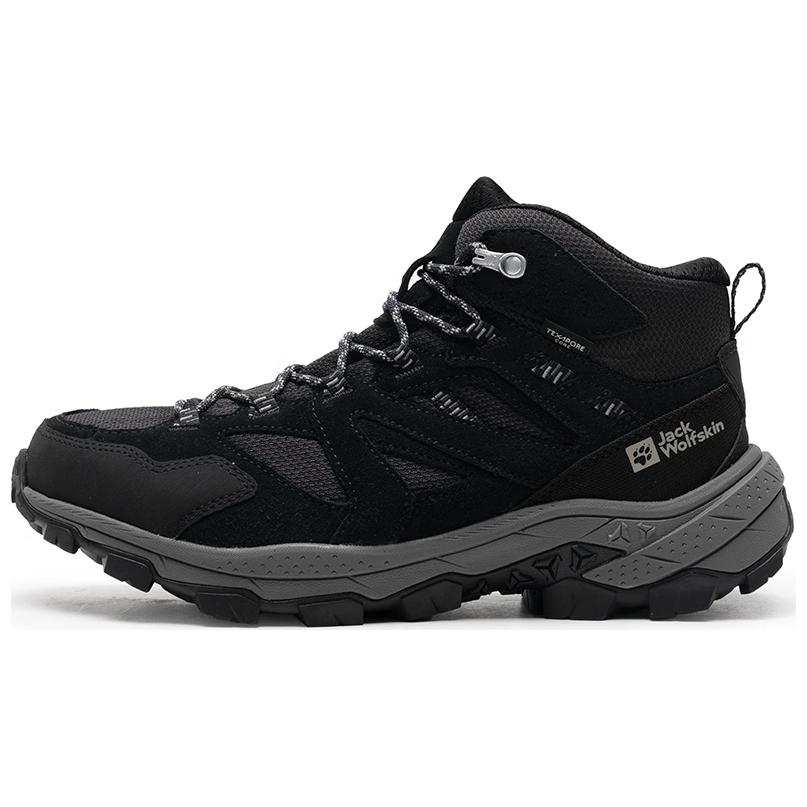Jack Wolfskin Waterproof Abrasion Resistant Lightweight Mid top Hiking Shoes Men's Black