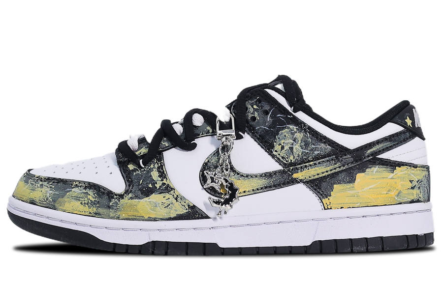 Nike Nike Dunk Leather Abrasion Resistant Low top Skateboard Shoes Unisex Black Gold