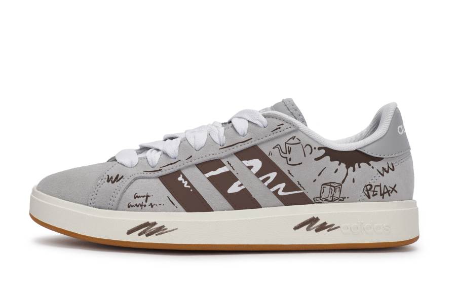 Adidas Adidas Grand Court Base 00s Slip Resistant Abrasion Resistant Low top Skateboard Shoes Unisex Gray Coffee