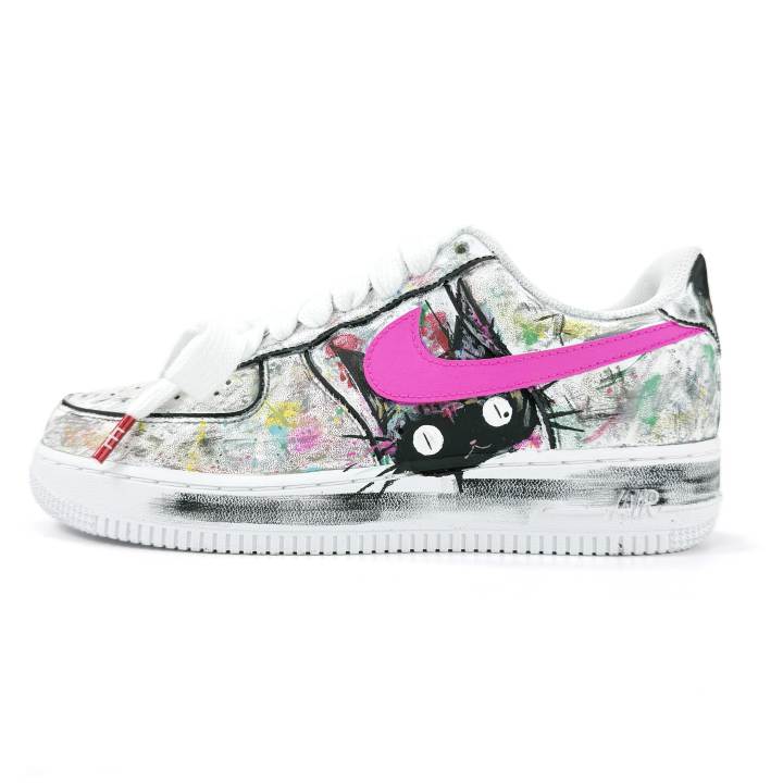 Nike Nike Air Force 1 Coverage Abrasion Resistant Low top Skateboard Shoes Unisex White Gray Black