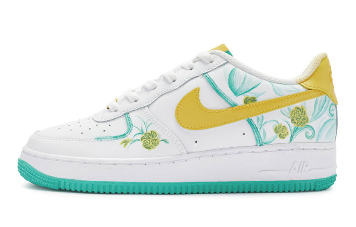 Nike Nike Air Force 1 Low top Skateboard Shoes GS Yellow Green White