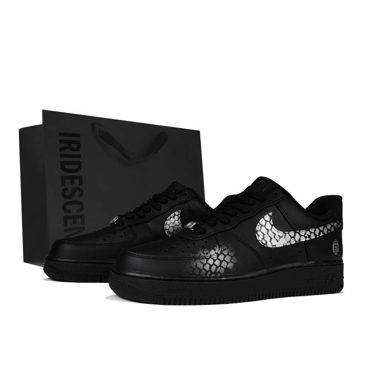 Nike Nike Air Force 1 Low top Skateboard Shoes Men's Black Silver