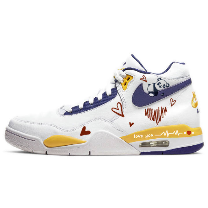 Nike Nike Flight Legacy Beating Electrocardiogram, Heart Panda Abrasion Resistant Mid top Vintage Basketball Shoes Men's