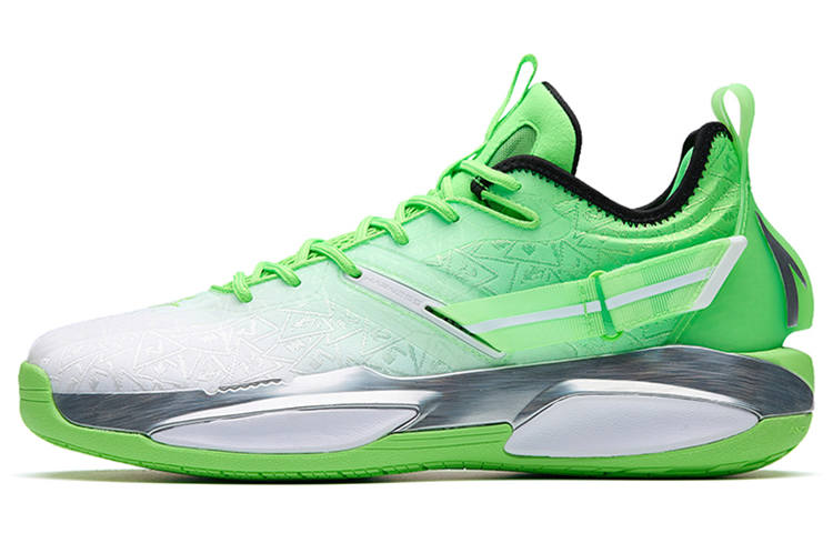 ANTA GH3 Basketball Shoes Men's Low Top Anta White/Fluorescent Iridescent Green/Black