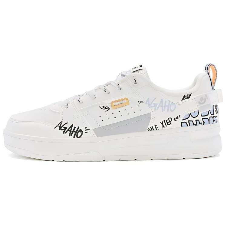 XTEP Innovation Cushioning Abrasion Resistant Cushioning, Wear Resistant Low top Skateboard Shoes Women's White Blue