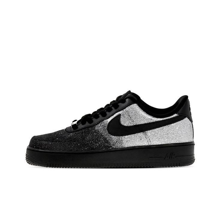 Nike Nike Air Force 1 Height Increasing Low top Skateboard Shoes Unisex Black Silver