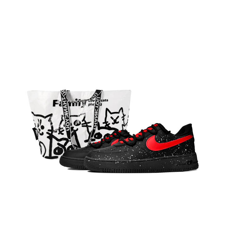 Nike Nike Air Force 1 Slip Resistant Abrasion Resistant Low top Skateboard Shoes Unisex Black Red