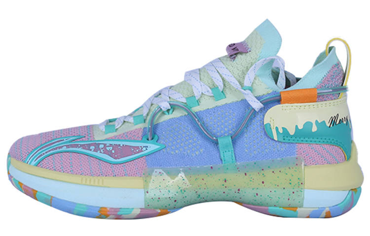 Li-Ning Li Ning Speed 6 Comfortable Cushioning Slip Resistant Abrasion Resistant High top Basketball Shoes Men's Blue Pink