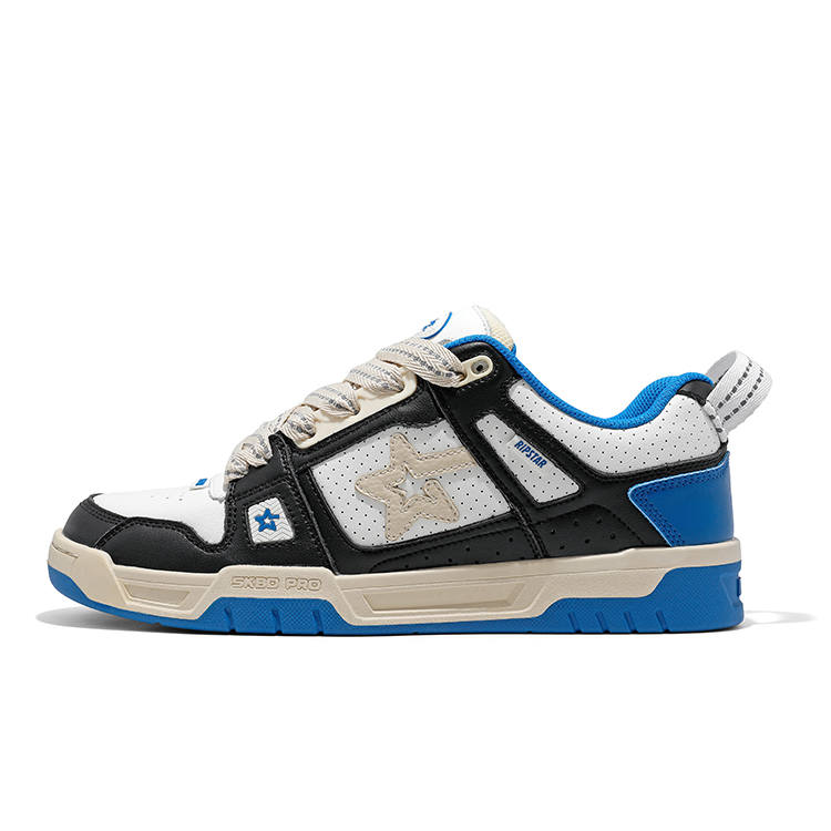 RIPSTAR Synthetic Leather, Split Cow Leather Low top Skateboard Shoes Unisex Nautical Blue
