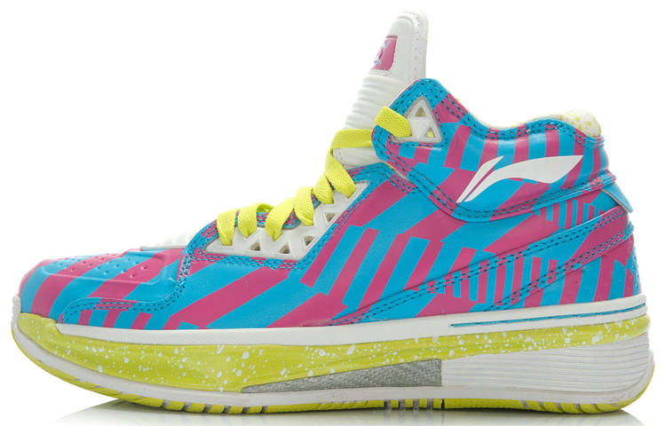 Li-Ning Li Ning WOW 2 Trendy Slip Resistant, Abrasion Resistant, Rebound Low top Basketball Shoes Men's Blue Pink White