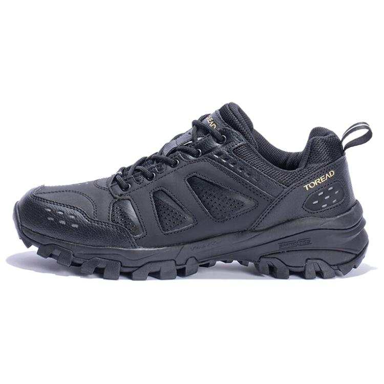 TOREAD Slip Resistant Abrasion Resistant Low top Hiking Shoes Men's Black Gold