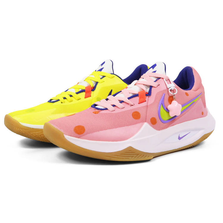 Nike Nike Precision 6 Slip Resistant Abrasion Resistant Low top Basketball Shoes Unisex Pink Yellow